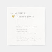 Serviette En Papier Minimalisme Typographie Noir Blanc Cœur Doré Fait (Devant)