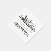 Serviette En Papier Minimalist Black White Botanical Custom Wedding  (Coin)