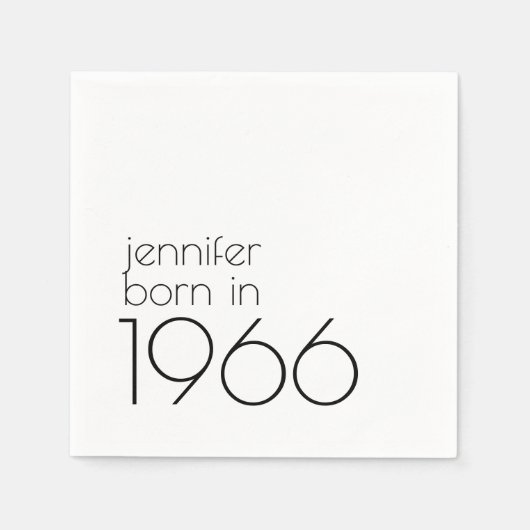 Serviette En Papier Minimalist Born in 1956 Black 60th Birthday Party (Devant)