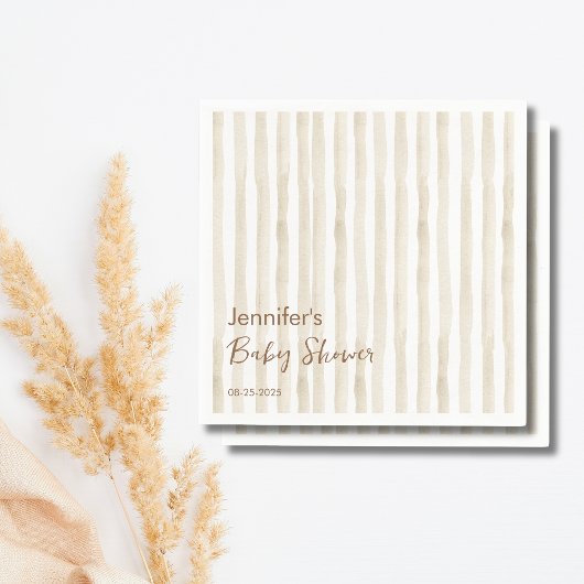 Serviette En Papier Minimalist Cream Vertical Stripe Rustic Baby