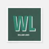 Serviette En Papier Minimalist Emerald Green Personalized Monogram (Devant)