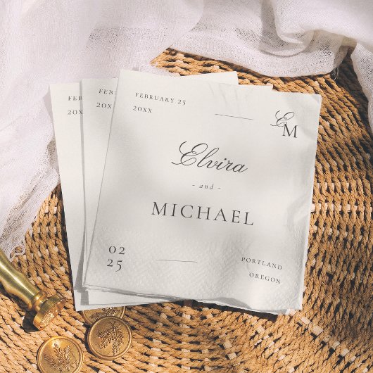 Serviette En Papier Minimalist Ivory Editorial Wedding