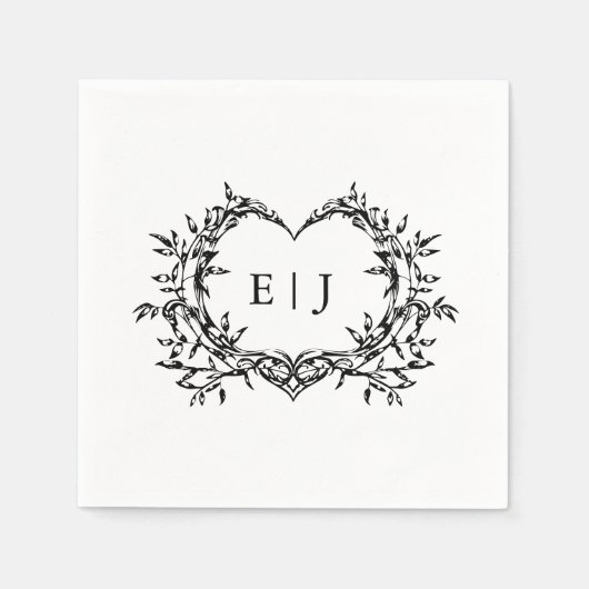 Serviette En Papier Minimalist Monogram Calligraphy Crest Wedding (Devant)