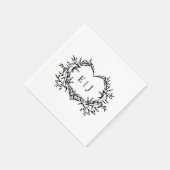 Serviette En Papier Minimalist Monogram Calligraphy Crest Wedding (Coin)