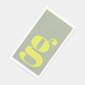 Serviette En Papier Minimalist Monogram Initial Bold Sage Chartreuse (Coin)