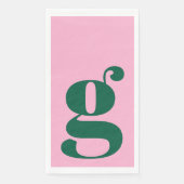 Serviette En Papier Minimalist Monogrammed Initial Bold Pink Green (Devant)