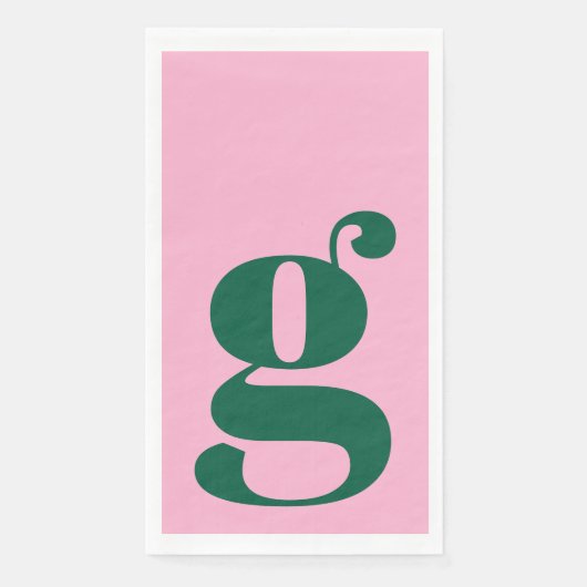 Serviette En Papier Minimalist Monogrammed Initial Bold Pink Green (Devant)