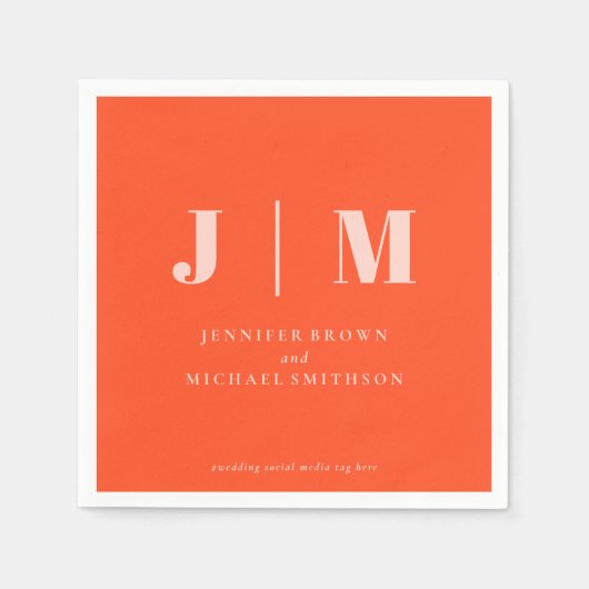 Serviette En Papier Minimalist Orange Pink Wedding (Devant)