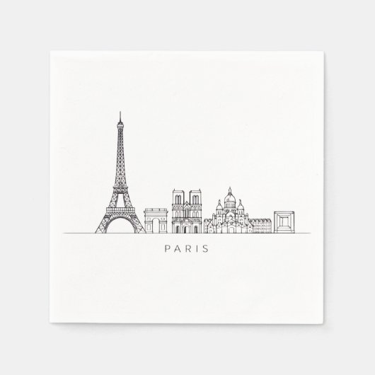 Serviette En Papier Minimalist Paris Skyline Line Art (Devant)