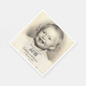 Serviette En Papier Minimalist Photo 60th Birthday (Coin)