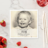 Serviette En Papier Minimalist Photo 90th Birthday (En situation)