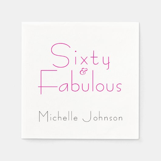Serviette En Papier Minimalist Pink 60 & Fabulous 60th Birthday Party (Devant)