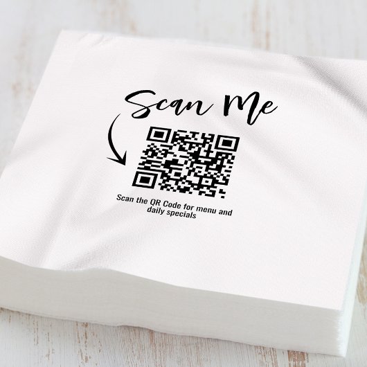 Serviette En Papier Minimalist QR Code Scan Me Restaurant Custom