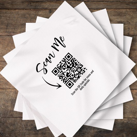 Serviette En Papier Minimalist QR Code Scan Me Restaurant Custom