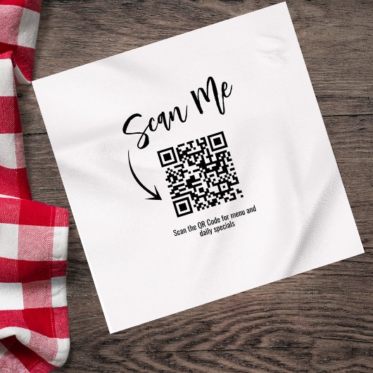 Serviette En Papier Minimalist QR Code Scan Me Restaurant Custom
