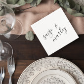 Serviette En Papier Minimalist Script Wedding Cocktail Napkin