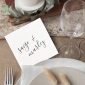 Serviette En Papier Minimalist Script Wedding Cocktail Napkin