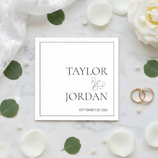 Serviette En Papier Minimalist Serif Typography Script Wedding Custom