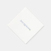 Serviette En Papier Minimalist White Blue Plain Elegant Modern Name (Coin)