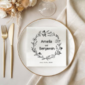 Serviette En Papier minimalist Wildflower Wreath Folk Rustic Wedding 