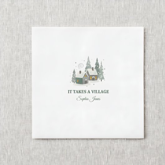 Serviette En Papier Minimalist Winter "It Takes a Village" baby shower
