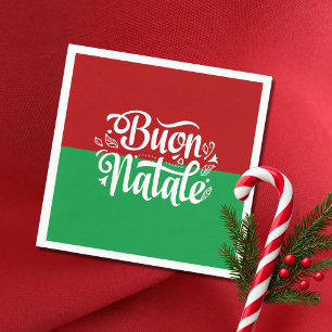 Serviette En Papier Minimaliste Buon Natale Italien Joyeux Noël