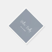 Serviette En Papier Minimaliste Dusty Blue Mariage moderne (Coin)