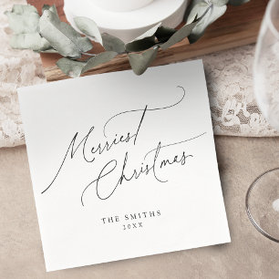 Serviette En Papier Minimaliste Élégant Script Noël le plus joyeux