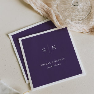 Serviette En Papier Minimaliste et Chic Mariage Violet Foncé