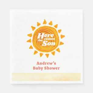 Serviette En Papier Minimaliste Ici Venir Le Baby shower Son Boho