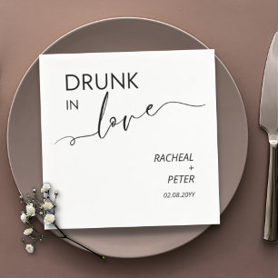 Serviette En Papier Minimaliste Ivre D'amour Noir Blanc Fête Moderne