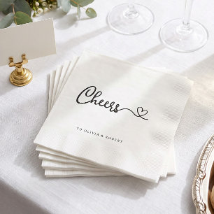 Serviette En Papier Minimaliste Mariage Fête de Mariage Blanc Noir Che
