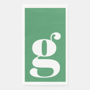 Serviette En Papier Minimaliste Monogramme Initial Bold Vert Kelly