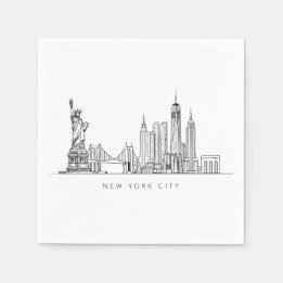 Serviette En Papier Minimaliste New York City Skyline Art en ligne