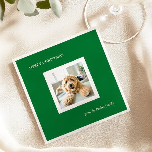 Serviette En Papier Minimaliste Noël Moderne Vert avec Photo