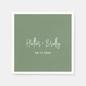 Serviette En Papier Minimaliste Sage Vert Mariage moderne (Devant)