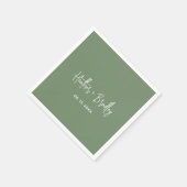 Serviette En Papier Minimaliste Sage Vert Mariage moderne (Coin)