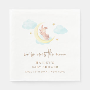 Serviette En Papier Minimaliste Sur Le Baby shower Nuage De Lapin Lune