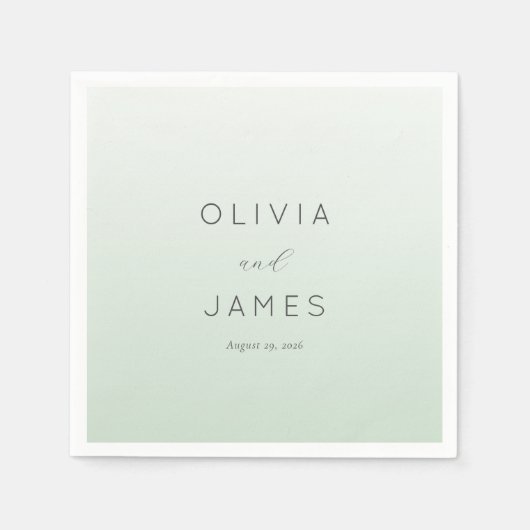 Serviette En Papier Minimaliste Typographique Menthe Sérène (Devant)