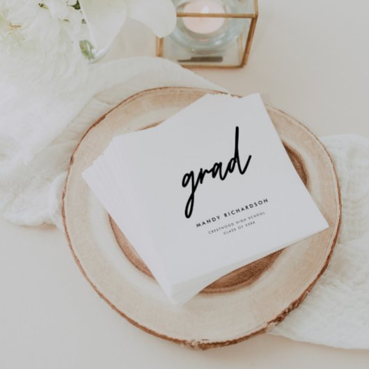 Serviette En Papier Minimalistic Black & White Script Graduation Party