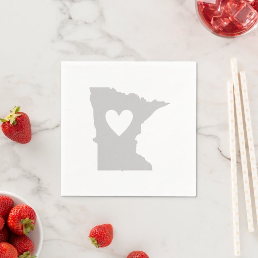 Serviette En Papier Minnesota en forme de coeur gris découpe Minnesota (En situation)
