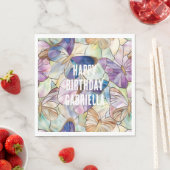 Serviette En Papier Mint Aqua Bleu Papillons pourpres (En situation)