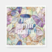 Serviette En Papier Mint Aqua Bleu Papillons pourpres (Devant)