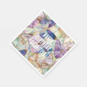 Serviette En Papier Mint Aqua Bleu Papillons pourpres (Coin)