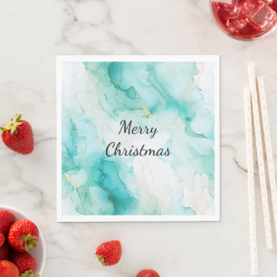 Serviette En Papier Mint Aqua Pearl Marbre or