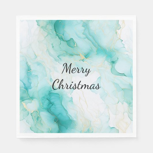 Serviette En Papier Mint Aqua Pearl Marbre or (Devant)