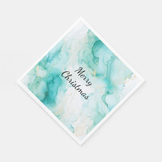 Serviette En Papier Mint Aqua Pearl Marbre or (Coin)