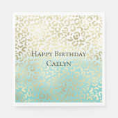 Serviette En Papier Mint Aquarelle Ombre Glam Or Leopard (Devant)