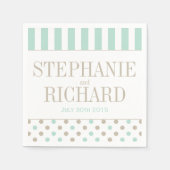 SERVIETTE EN PAPIER MINT BISQUE POINTS STRIPES PAPIER NAPKINS (Devant)
