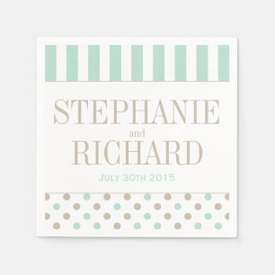 SERVIETTE EN PAPIER MINT BISQUE POINTS STRIPES PAPIER NAPKINS